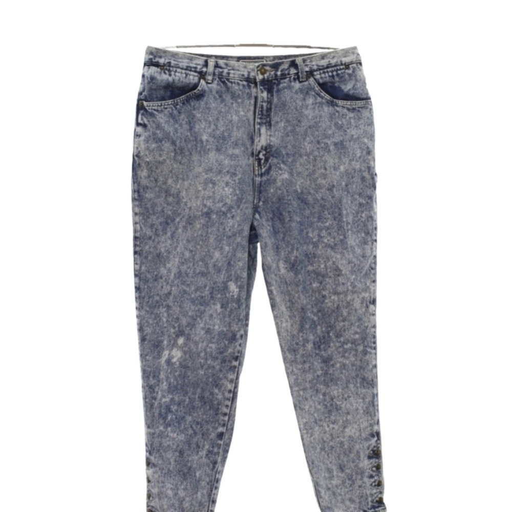 Vintage Stefano  80’s Acid Wash Jeans, Straight leg with button detail size 12